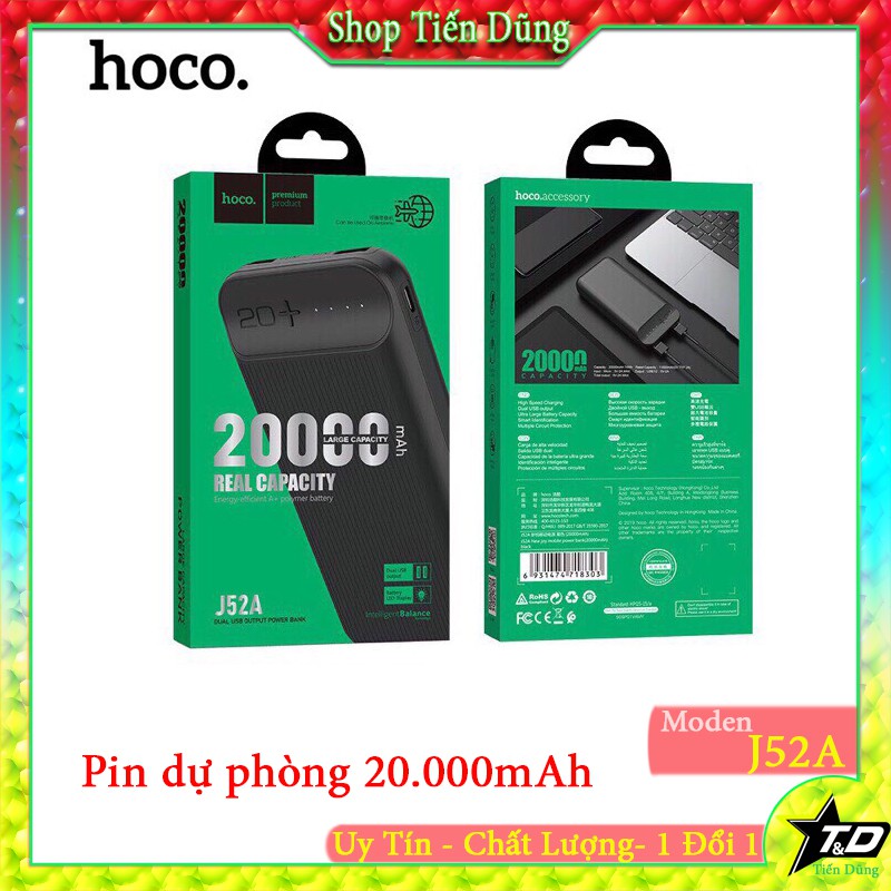 Sạc dự phòng hoco J52A dung lượng 20.000mAh