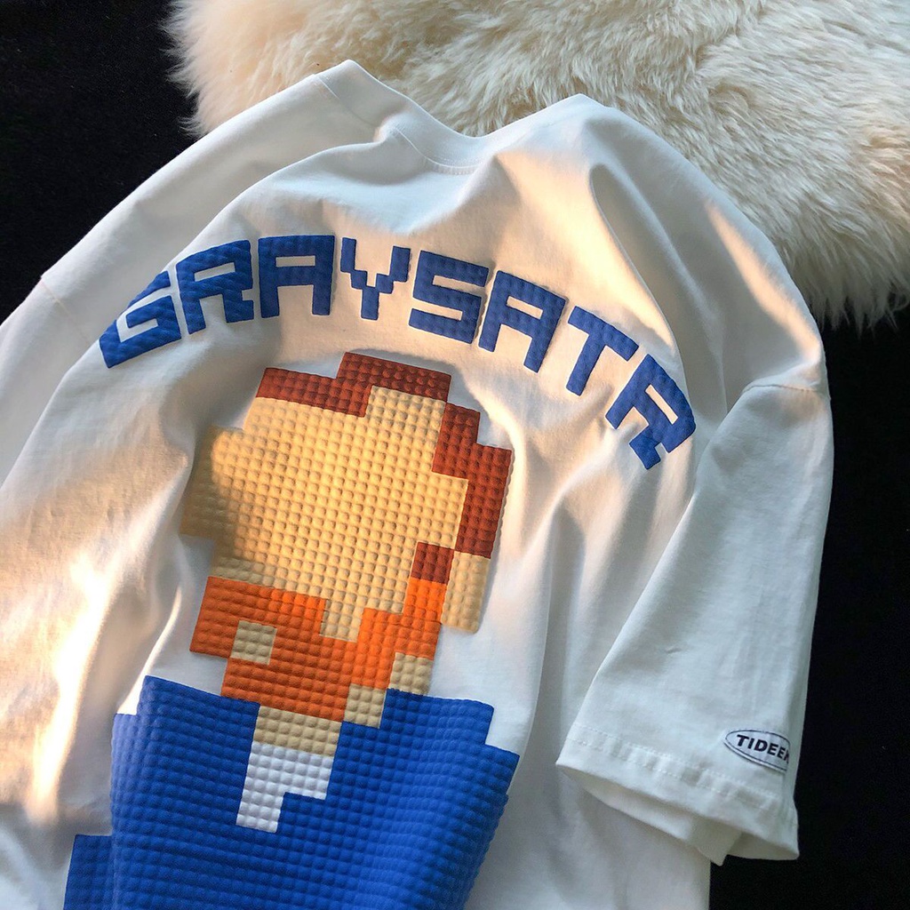 Áo Thun Nam Tay Ngắn Dáng Rộng In Hình Thương Hiệu Van Gogh Xốp Phong Cách Đường Phố Mỹ