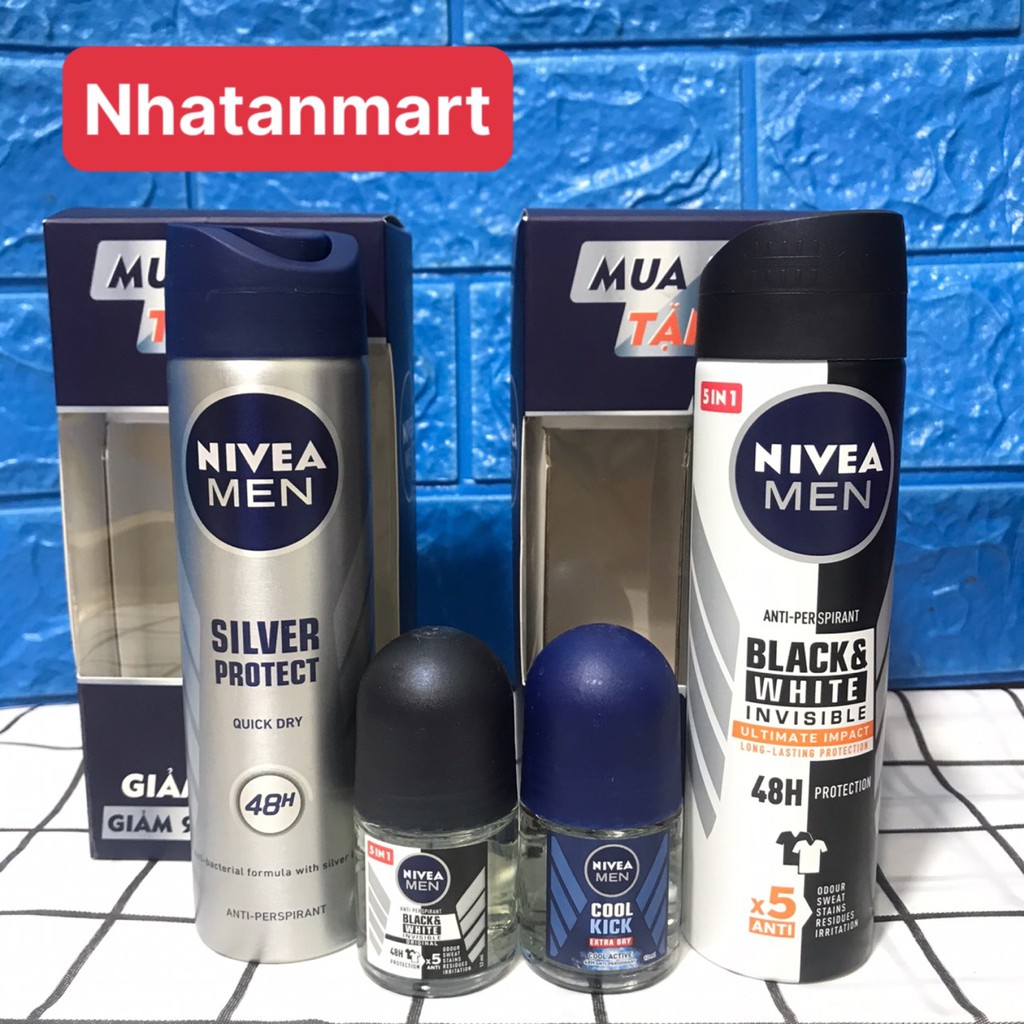 [MUA 1 TẶNG 1] Xịt Khử Mùi Nivea Men mát lạnh 150ml  Tặng Kèm Lăn Ngăn Mùi Nivea Men