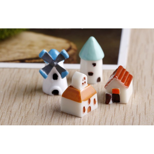 TT06 - Mô hình ngôi nhà mini trang trí tiểu cảnh sen đá xương rồng cây để bàn
