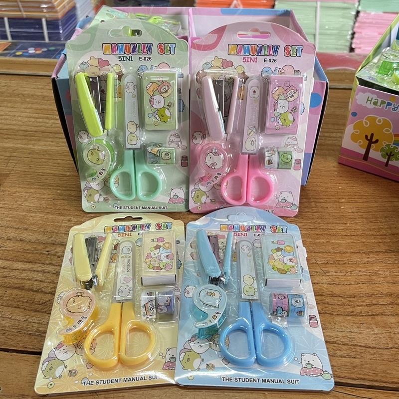 Set bộ đồ dùng học tập kéo thủ công + ghim bấm ,……siêu cute💜