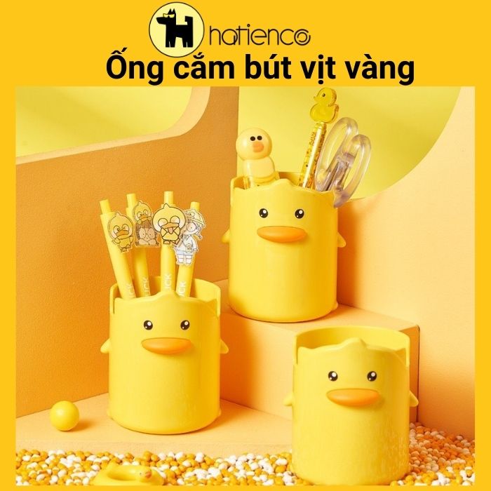 Ống cắm bút, đồ đựng bút vịt vàng dễ thương, tiện lợi