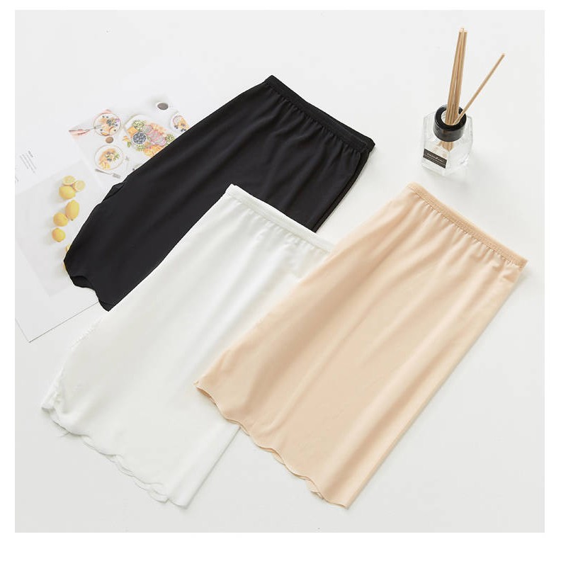 Women Ice Silk Safety Pants Rippled edge Solid Color Shorts | BigBuy360 - bigbuy360.vn