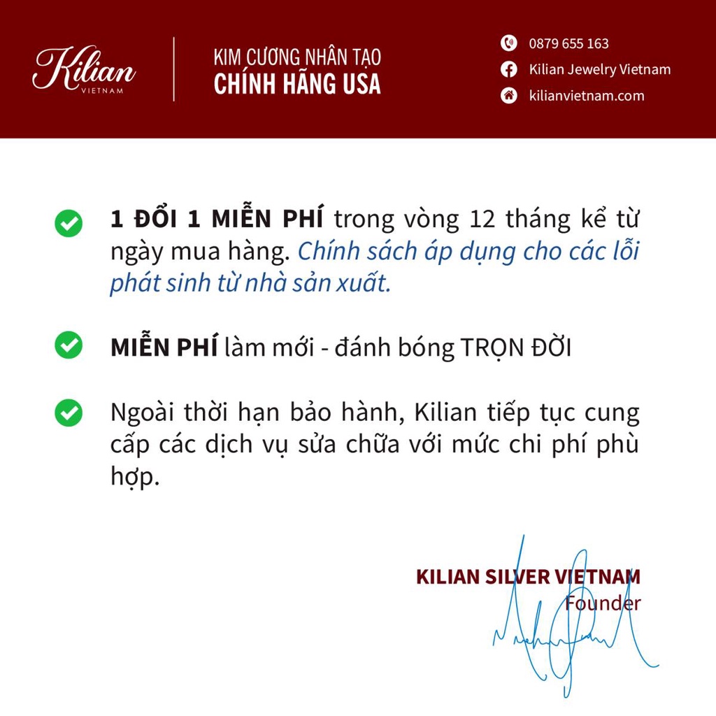 [HOTSALE60%] Nhẫn Bạc Nữ Kilian Silver Trơn Đính Đá Kim Cương Nhân Tạo 8 Ly - KL0108