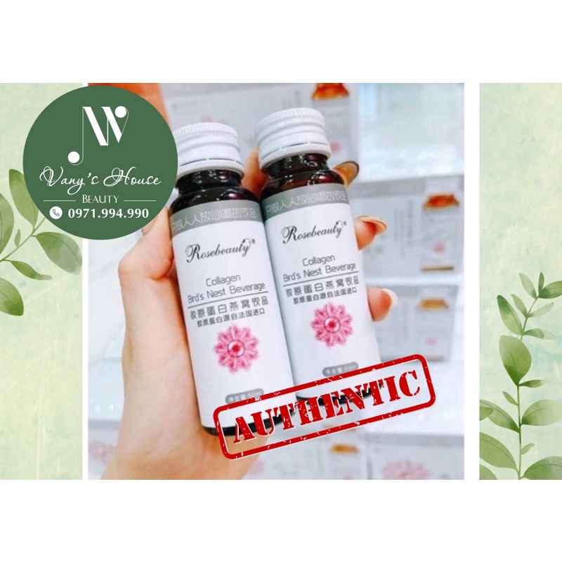 [  Hàng Chuẩn ] COLLAGEN ROSE BEAUTY YẾN TRẮNG DA (TRẮNG SÁNG TỨC THÌ X10) Hộp 8 chai