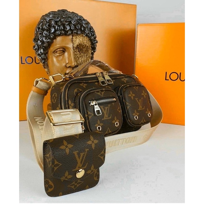 Túi chéo Lv hộp Crossbody hoa nâu size 21cm fullbillbox seal kèm móc