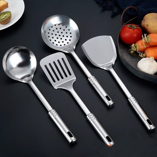 COMBO bộ 4 vá sạn xẻng vợt inox, dụng cụ muôi muỗng vá sạn xẻng vợt, dụng cụ nhà bếp chiên xào nấu