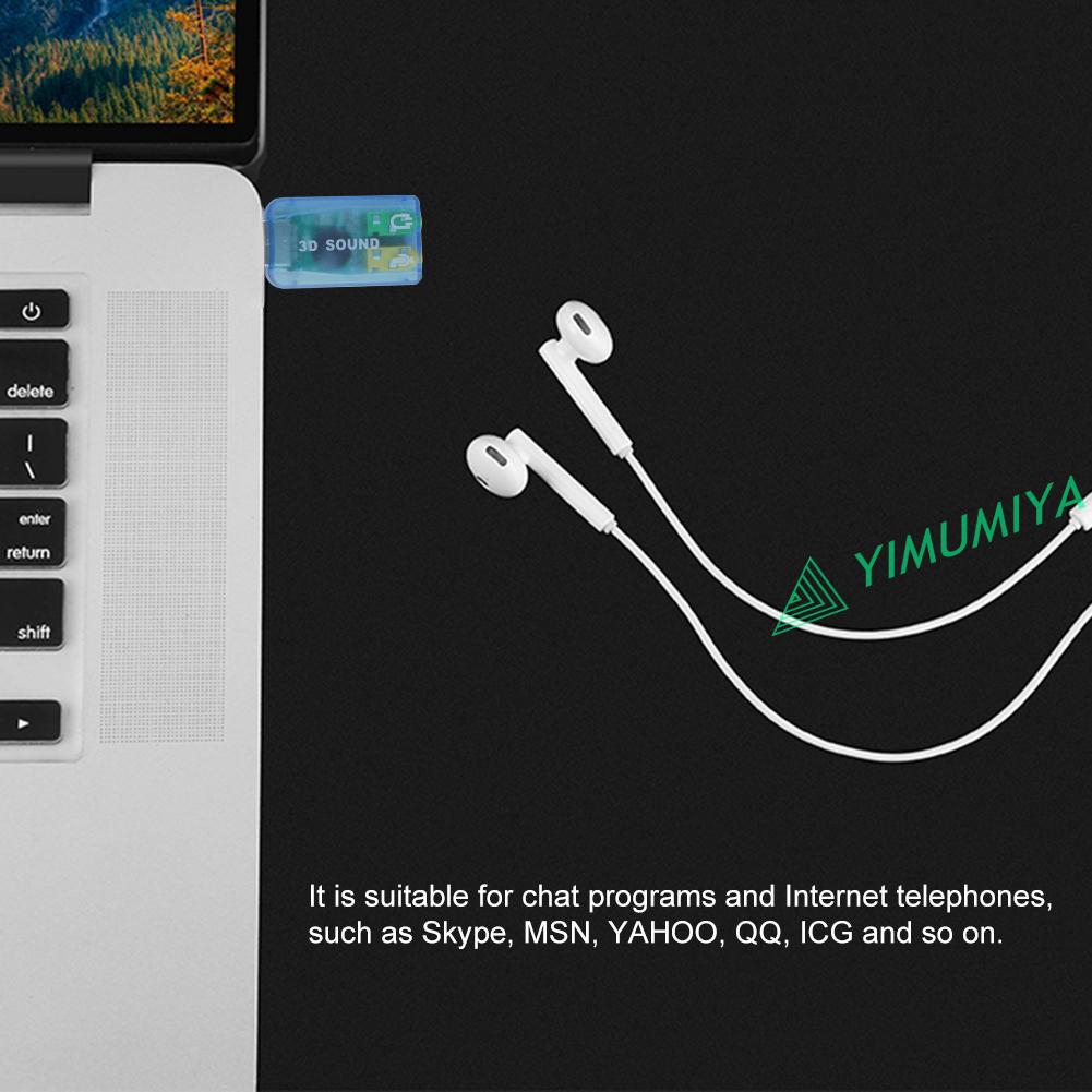 YI External USB Sound Card 3D Audio Headset Microphone Adapter for PC Desktop
