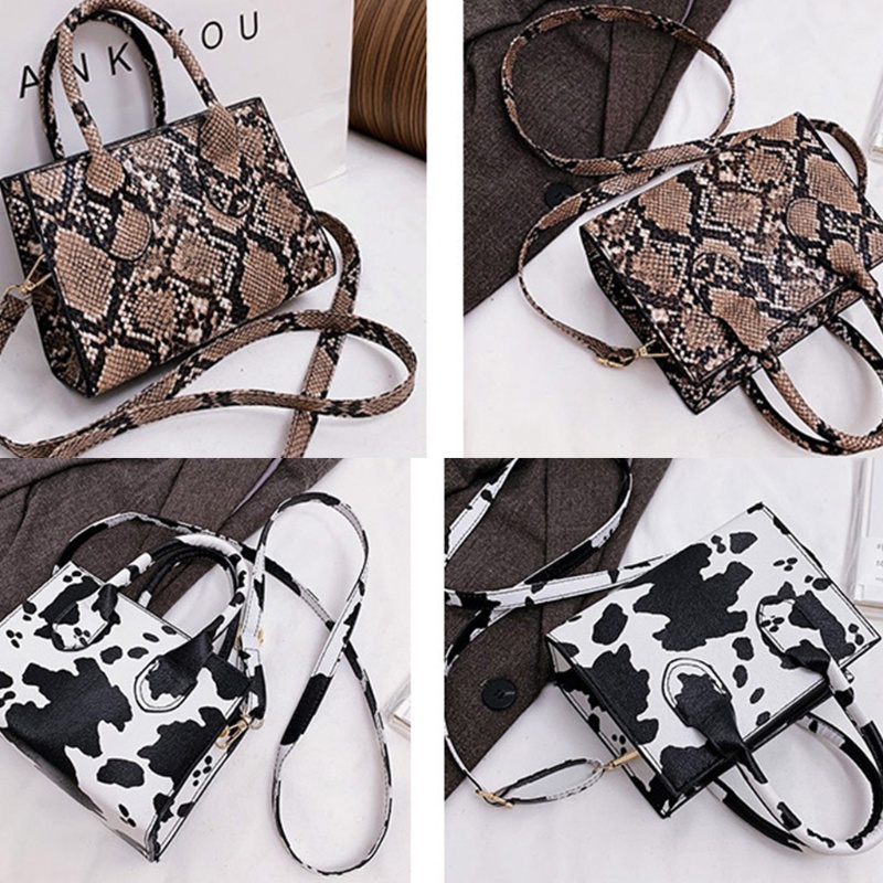 Túi Da PU Đeo Chéo Mini Họa Tiết Da Bò Sữa Phong Cách Retro