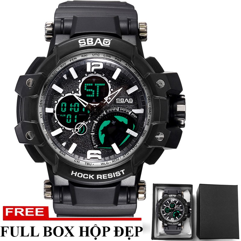 Đồng Hồ Nam SBAO 8007-1 USA Quân Đội Sports - 2 Máy Kim Và Điện Tử Mạnh Mẽ Dây Silicone Bền Chắc | BigBuy360 - bigbuy360.vn