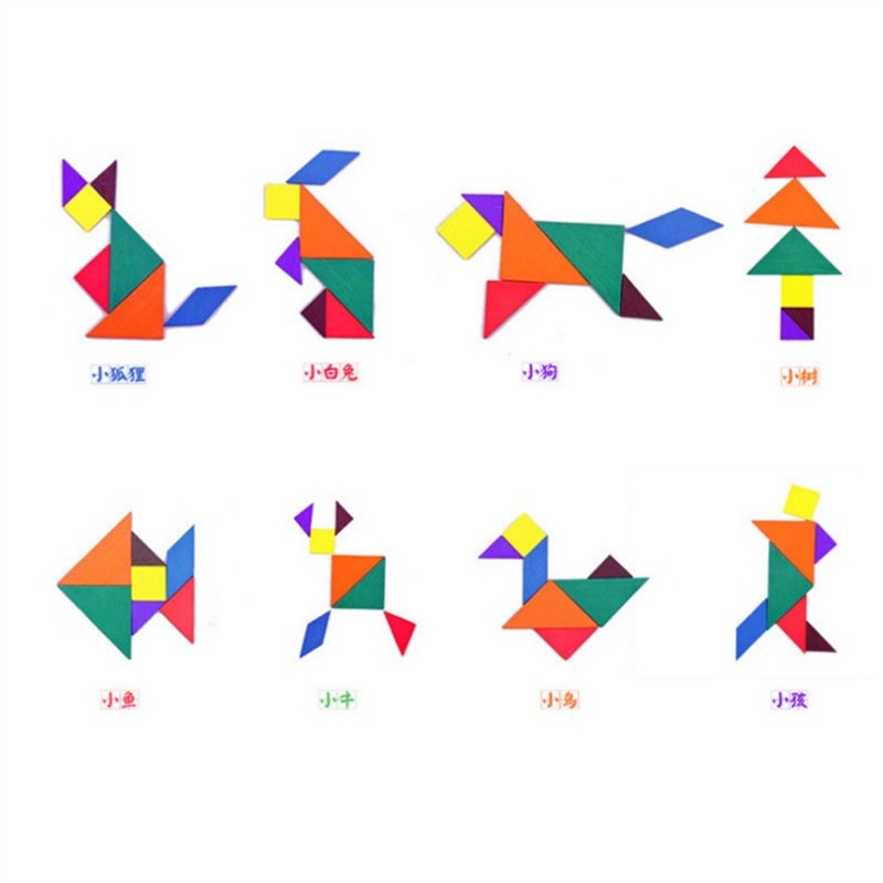 Đồ Chơi Ghép Trí Uẩn Tangram size to 12x12cm, loại dày đẹp. Đồ Chơi Giáo Dục Trí Tuệ Phát Triển Tư Duy Cho Bé