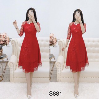 Sét áo dài cách tân ren đính hoa nối cao cấp - DVC (Kèm ảnh thật trải sàn do shop tự chụp) S, M, L XL