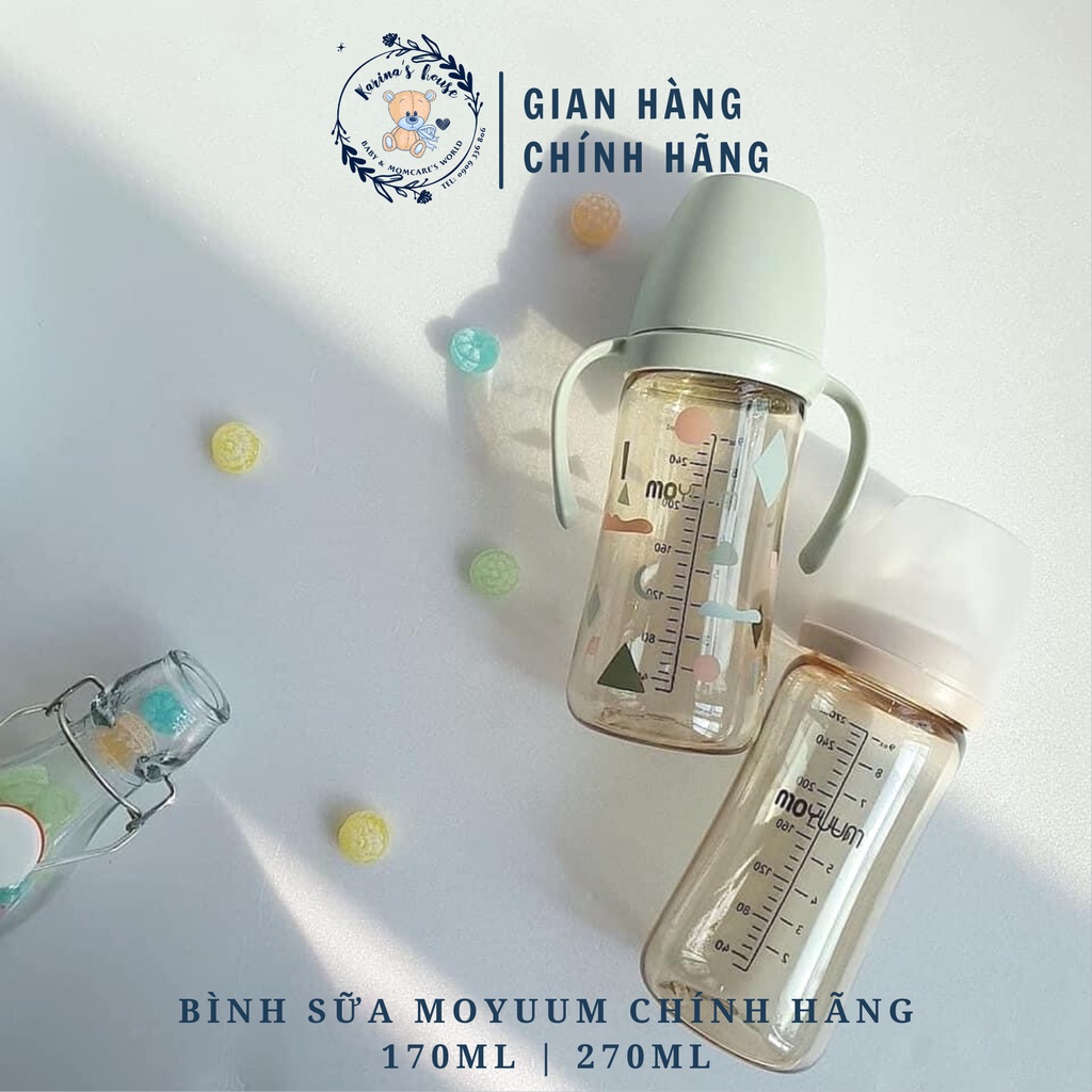 [Sẵn] [CHÍNH HÃNG] Bình Moyuum mây 170ml/270ml xinh xắn, núm ti mềm như ti mẹ