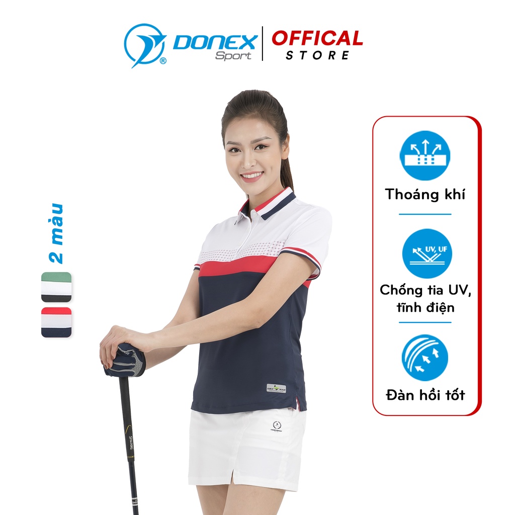 Áo Thể Thao Golf Nữ DONEXPRO Form Classic, In Logo Nổi, Chất Vải Mát Mẻ, Thấm Hút Mồ Hôi Tốt AC-3648