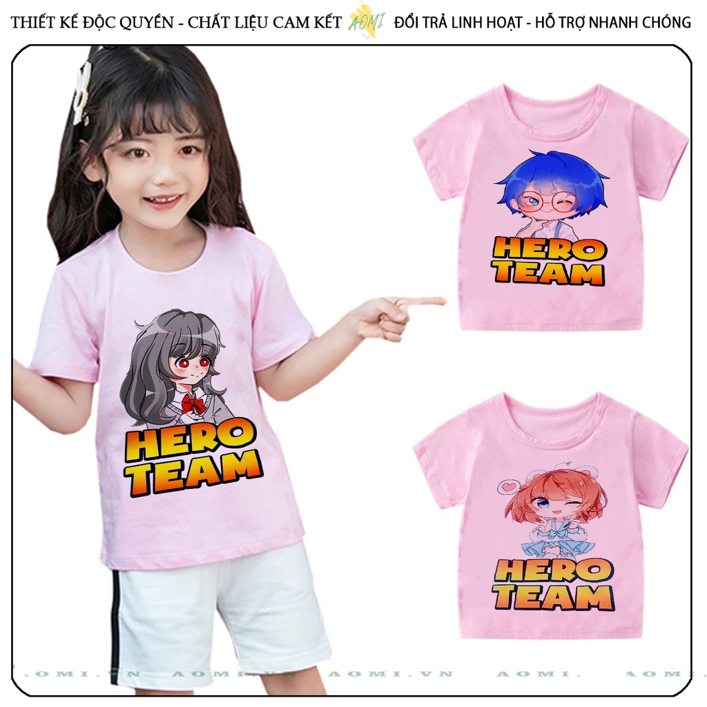 ÁO THUN HERO TEAM CHO BÉ PHÔNG NAM NỮ GIA ĐÌNH CẶP ĐÔI CÓ SIZE TRẺ EM CHO BÉ TRAI GÁI AOMIVN