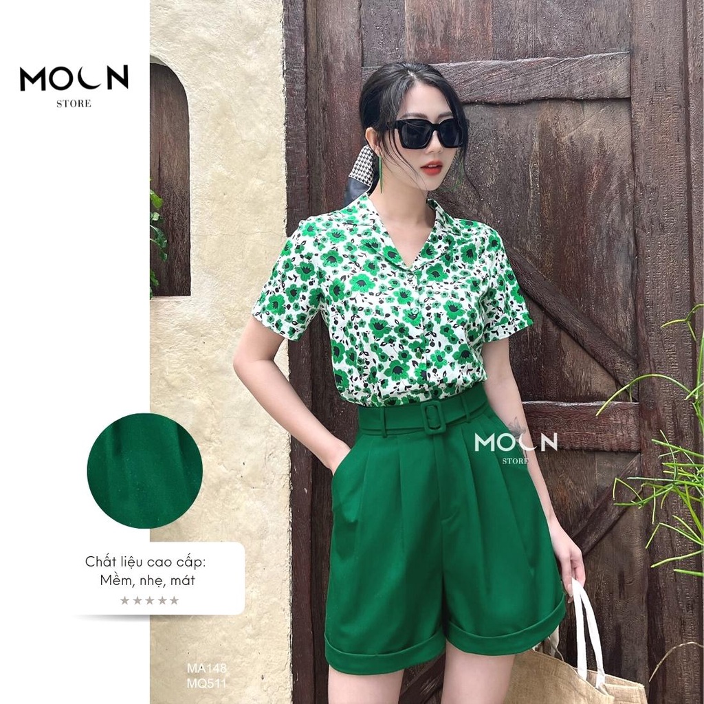 Quần short nữ cạp cao, quần đùi nữ ống rộng có túi phong cách hàn quốc MQ511 Moon