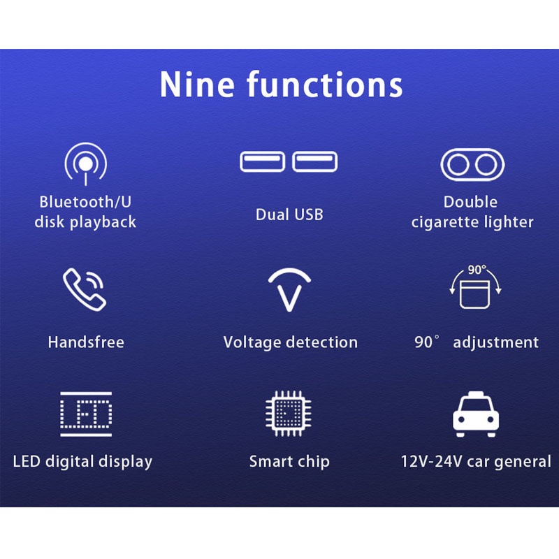 Tẩu Sạc Điện Thoại USB Qc3.0 Bluetooth 5.0 Rảnh Tay MP3 4.8A 12V Cho Xe Hơi