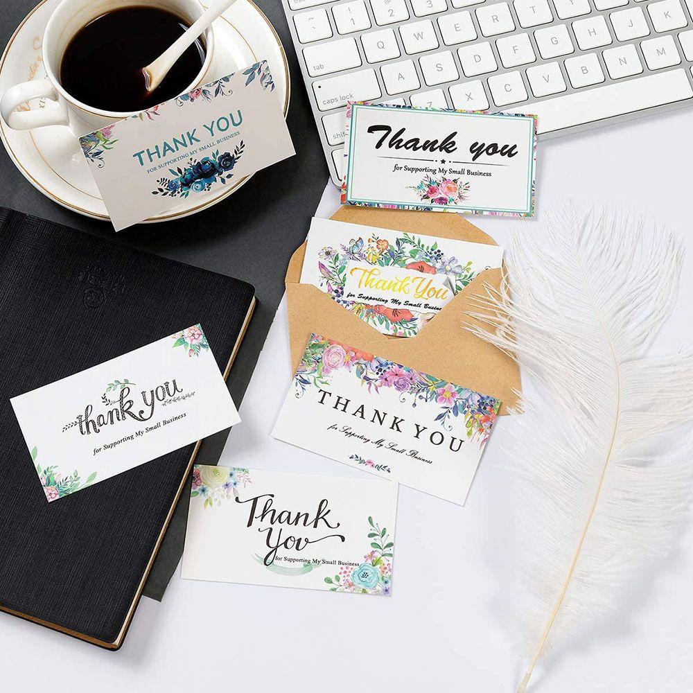 Set 1 50 Tấm Thẻ Ghi Chữ Thank You Màu Nước Hồng