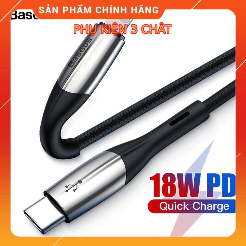 Cáp Sạc Nhanh 18W Baseus Chính Hãng Horizontal Data PD - Type C to Lightning - Dây Dù - Siêu Bền - Chống Gãy