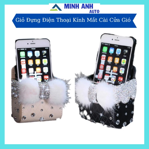 Trang Trí Ô Tô - Giỏ Đựng Điện Thoại, Kính Mắt, Phụ Kiện Trên Ô Tô Cài Cử Gió Điều Hoà