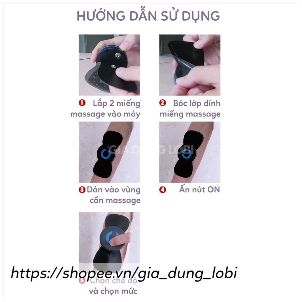 Miếng dán massage toàn thân mini 6 chế độ xoa bóp