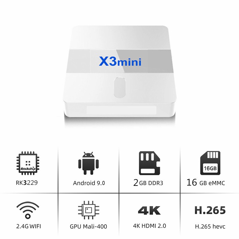 tivi box Rockchip RK3229 X3mini 2G+16G android box Phỏng theo phiên bản Việt hóa của android9.0 android tv box