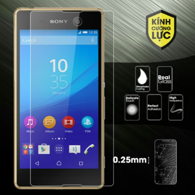 Kính cường lực sony xperia M5 dual (trong suốt)