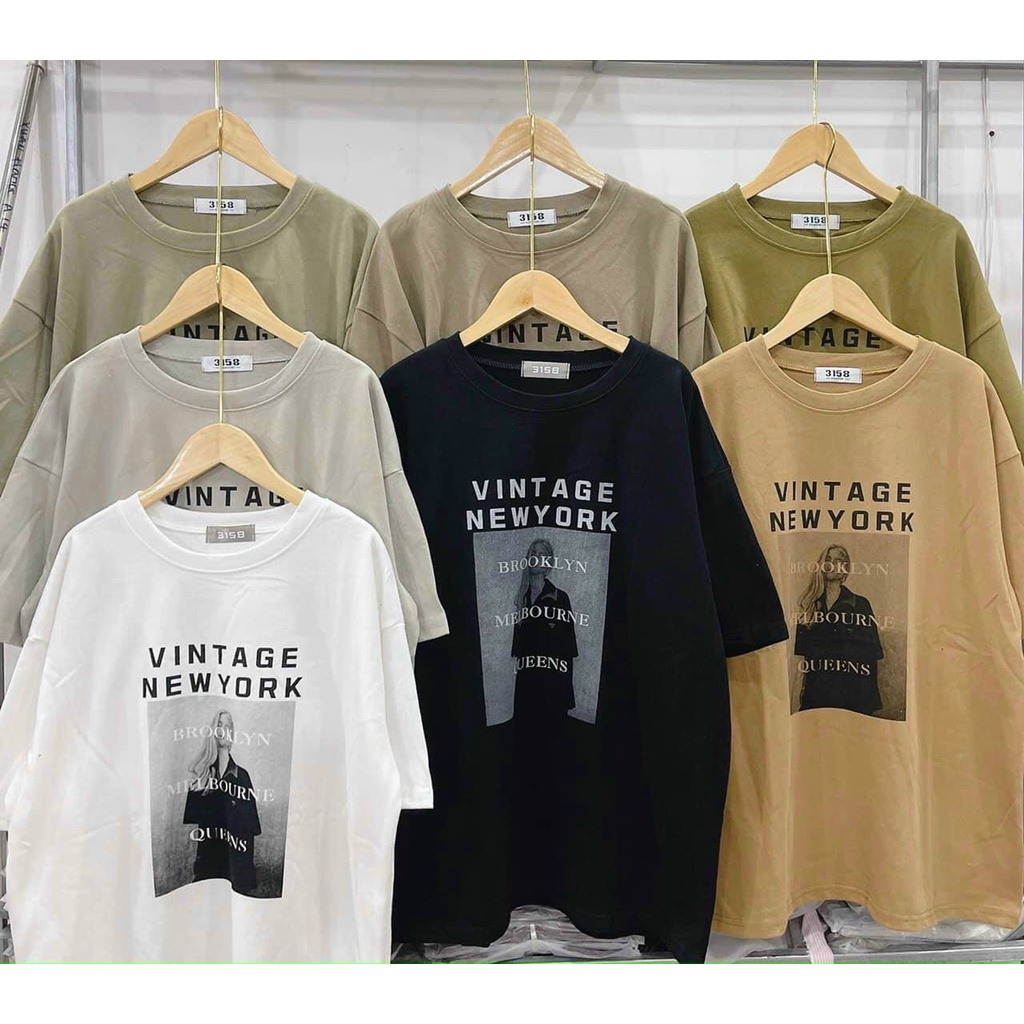 Áo phông vintage NY unisex nam nữ  chất cotton cao cấp co dãn 4 chiều siêu hót năm 2022, form rộng giấu quần Freesize