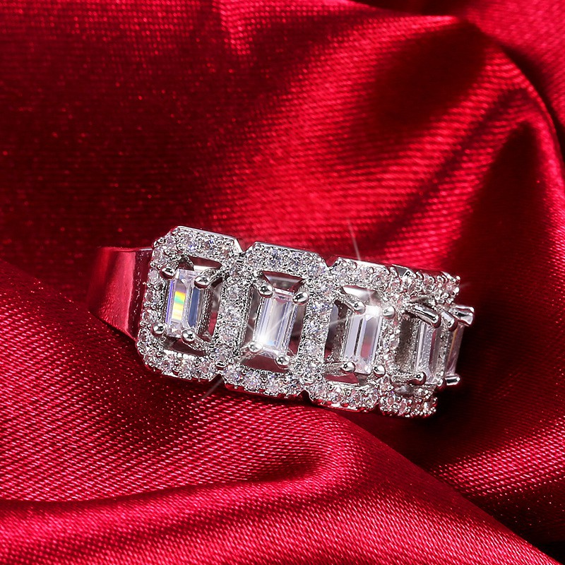 Fashion large row of zirconium diamond copper ring women Yiyuan City origin