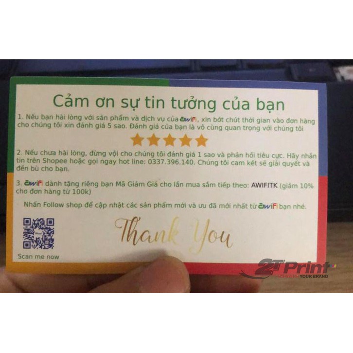 500 cái -  Card, Thẻ Cảm Ơn  theo Yêu Cầu Dành Cho Các Shop