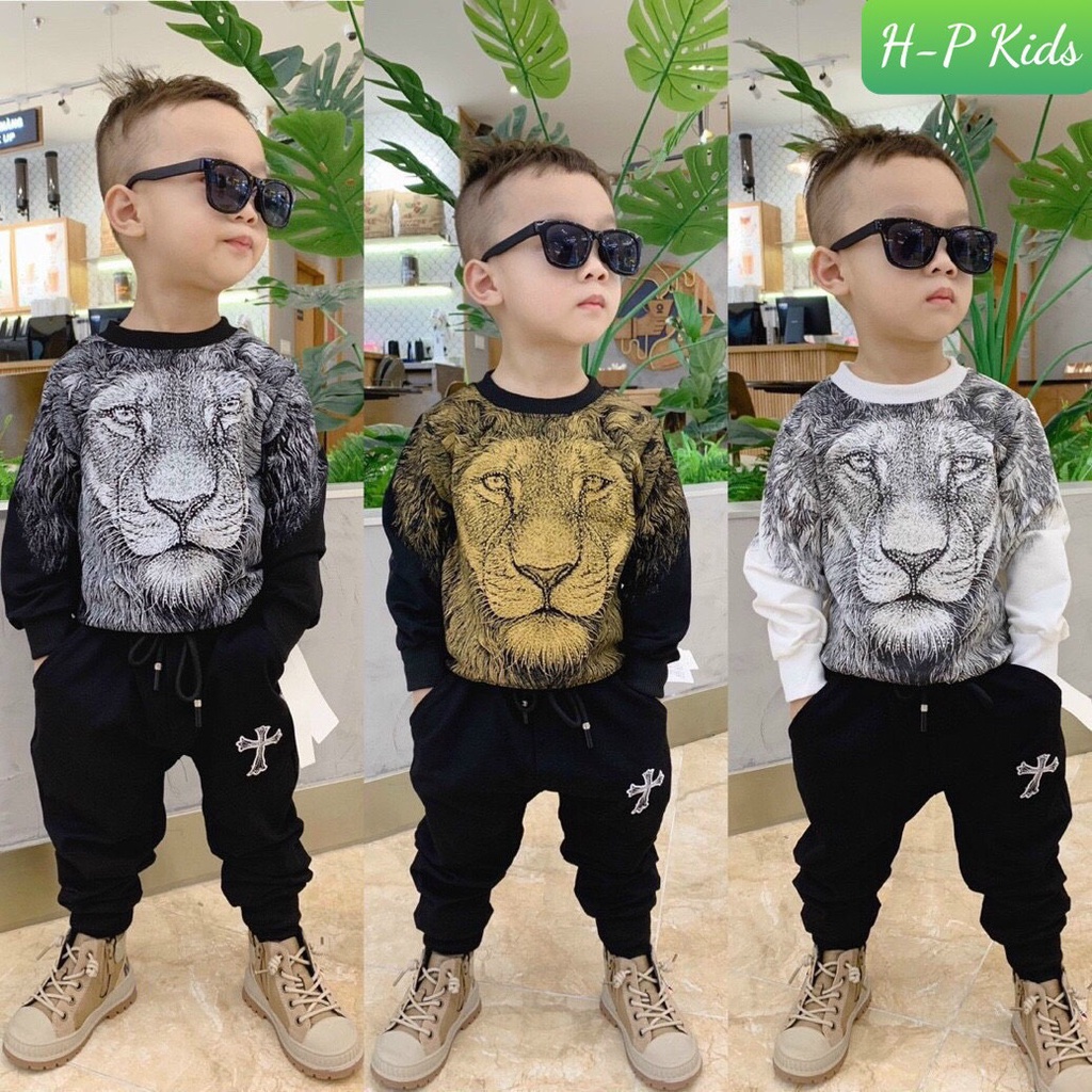 Quần Áo Trẻ EM Mùa Đông Hình In Hổ Vải Da Cá Dày Dặn Size 7/18kg DNK16