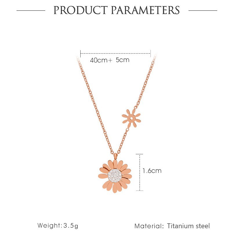 Dây Chuyền Thép Titan Mặt Hình Hoa Cúc Phong Cách Hàn Quốc