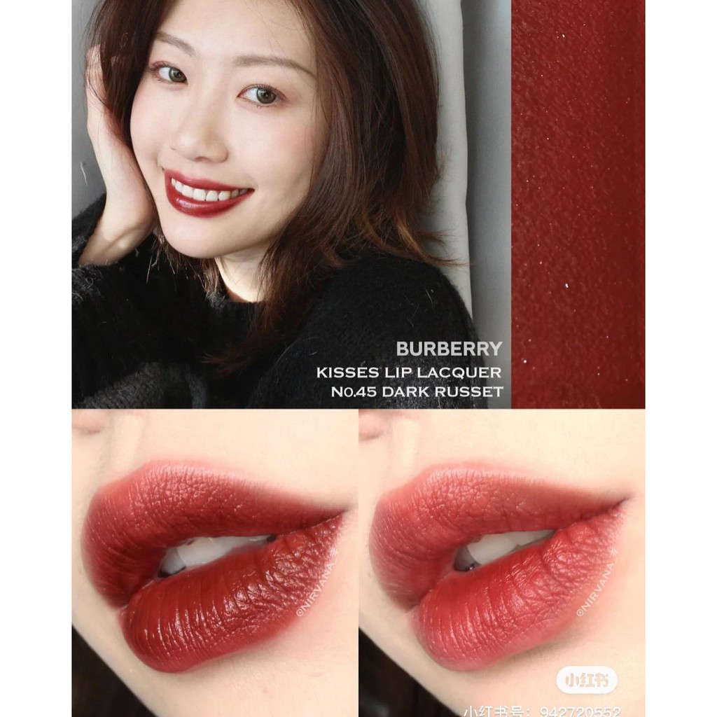 Son Bur.berry Kissed Lip Lacquer màu 45 Dark Russet - 07 Creamy Rose Fullsize