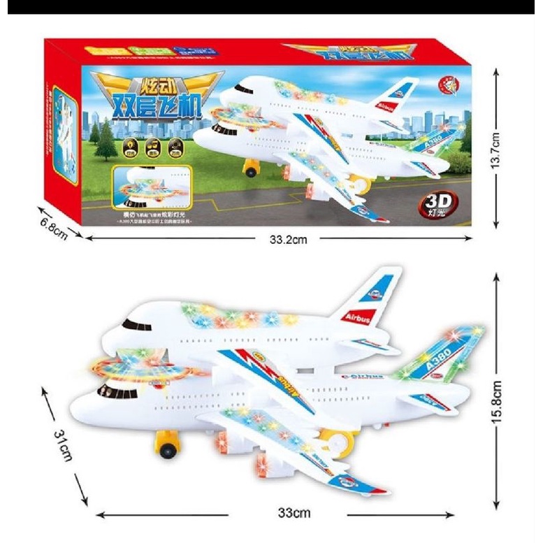 Máy bay airbus A380 gồm 2 tầng có đèn và âm thanh loại to