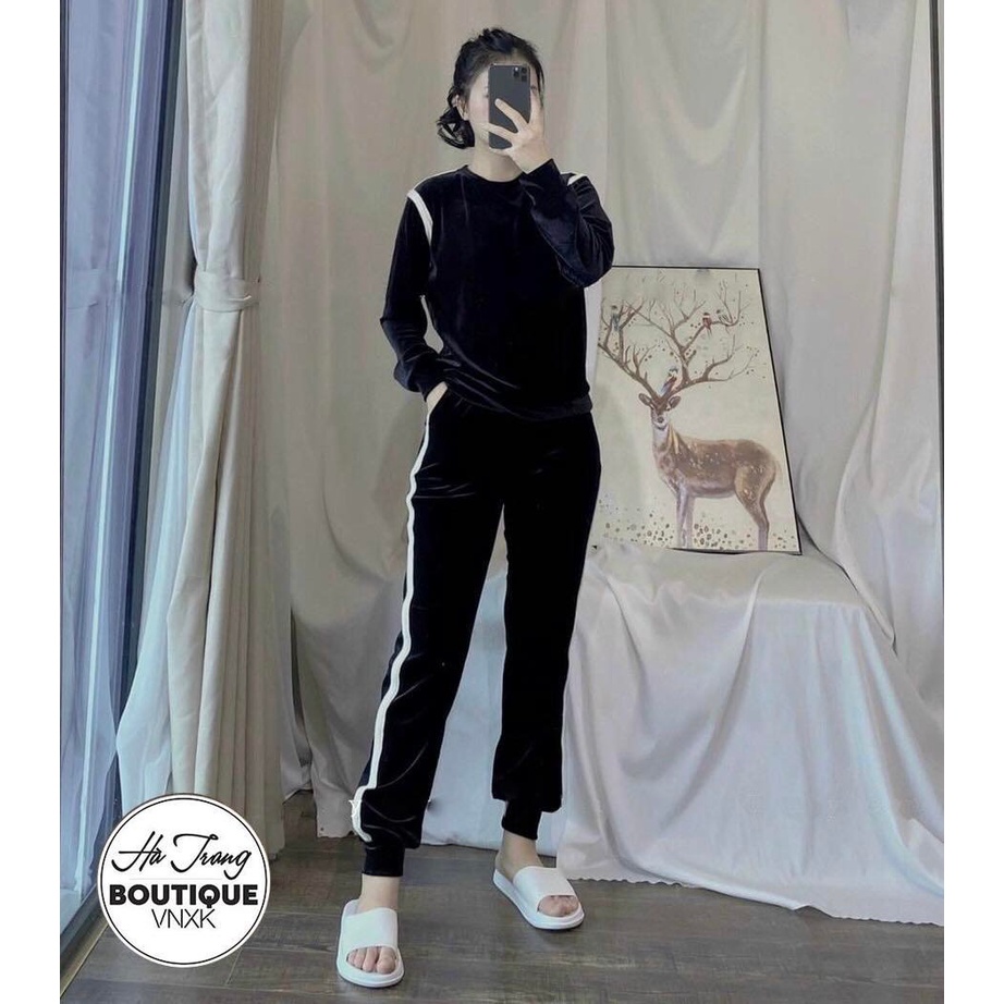 Bộ thể thao nhung viền trắng, Hàng Chuẩn 4 sz S,M,L,XL,2XL