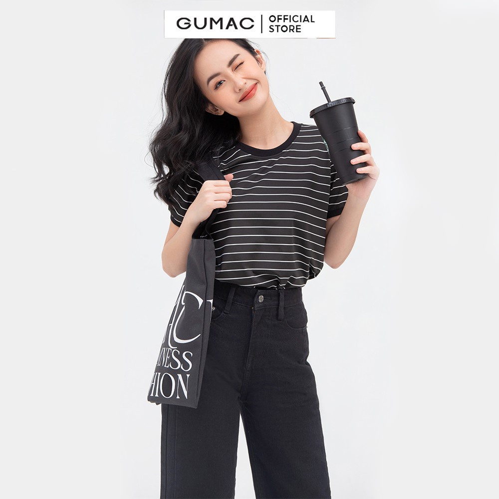 Quần jeans nữ rộng phối GUMAC nhiều màu trẻ trung QJB879 | WebRaoVat - webraovat.net.vn