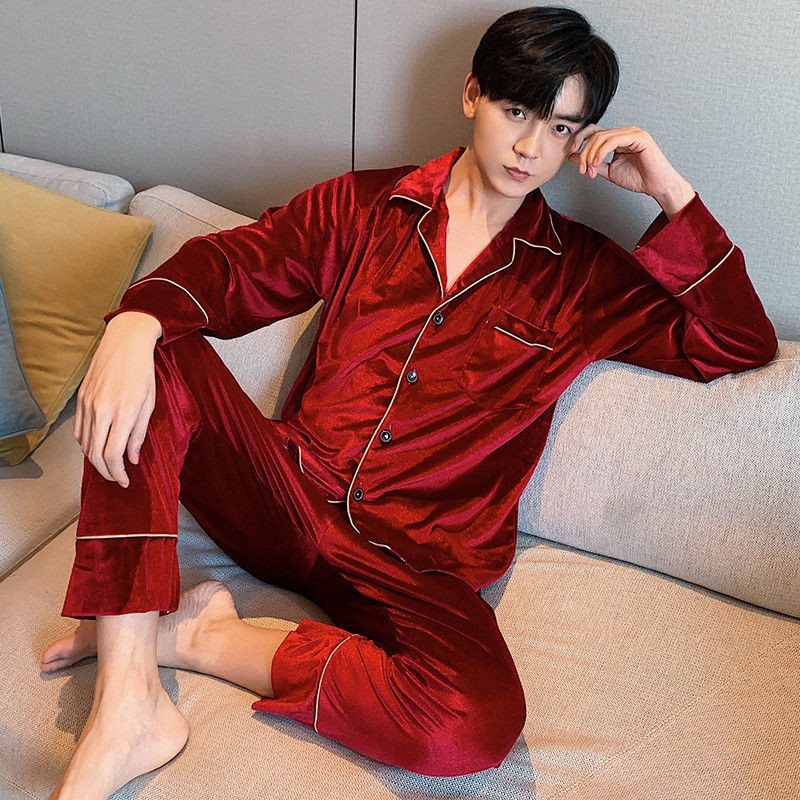 Bộ đồ ngủ pijama vải nhung mặc mùa thu đông ấm áp hợp thời trang cho cặp đôi | BigBuy360 - bigbuy360.vn