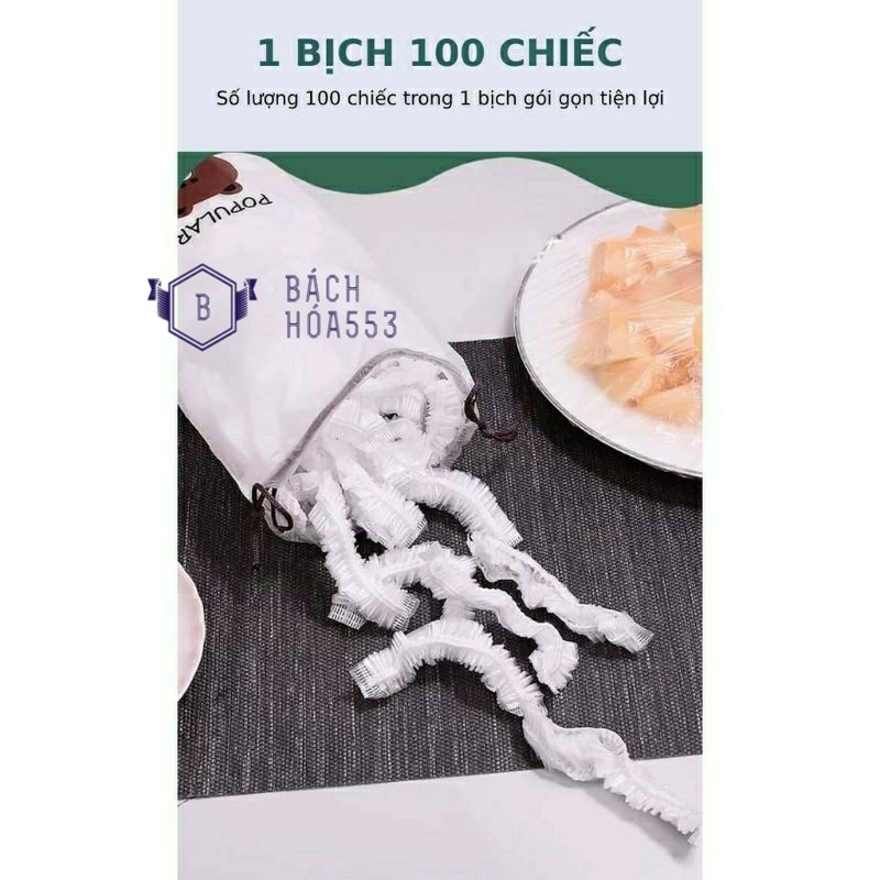 Set 100 màng bọc thực phẩm đa năng có chun có dãn họa tiết gấu