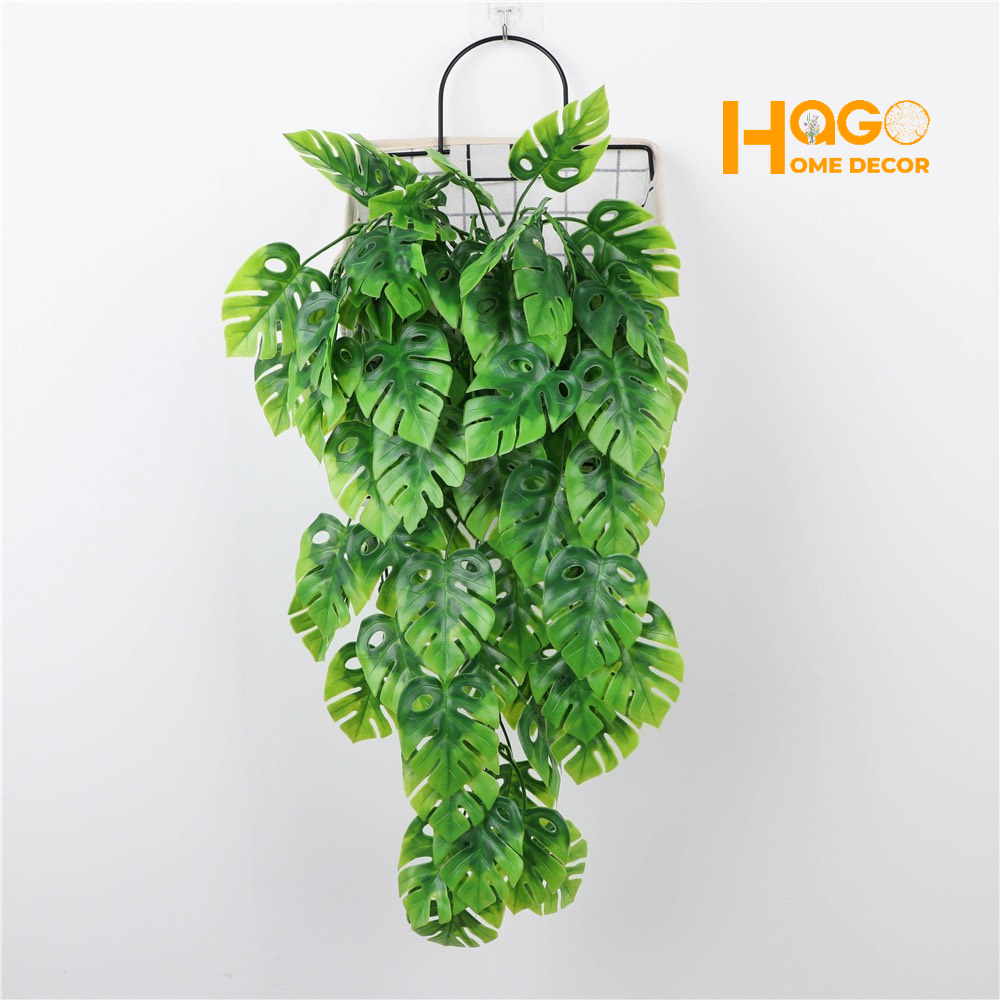 Lá giả, Chùm lá Rùa Xanh Dài 76cm Trang Trí Ban Cồn, Treo Tường, Trang Trí Nội Thất Xanh Mát