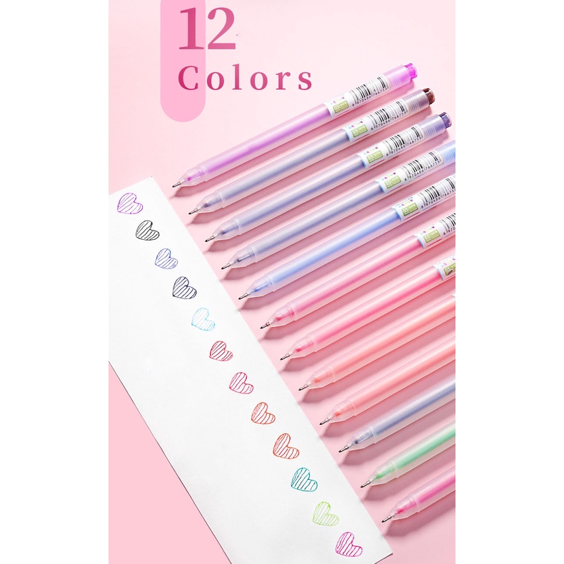 Set 12 Bút Màu Sắc Xinh Xắn 0.5mm Dành Cho Học Sinh