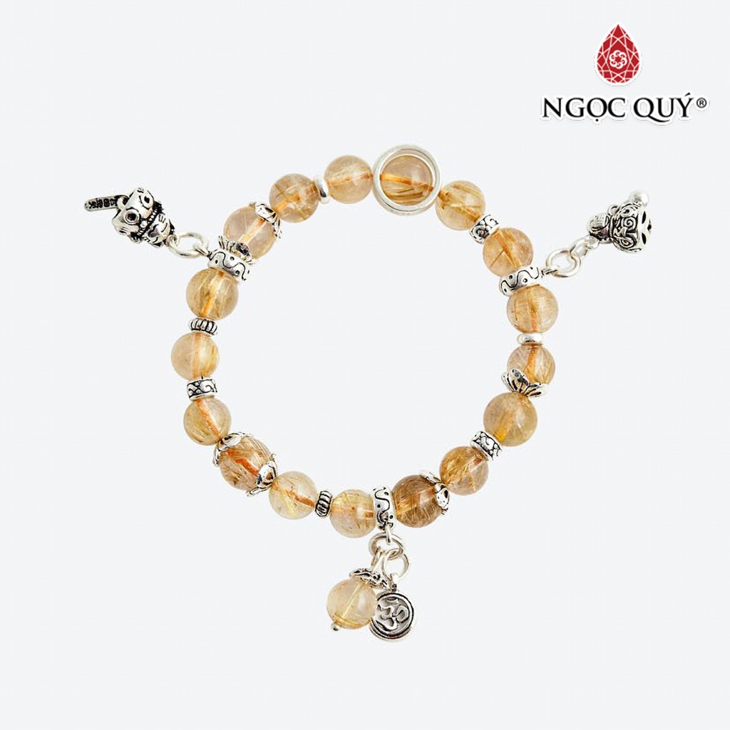 Vòng tay TA tóc vàng charm mèo may mắn - Ngọc Quý