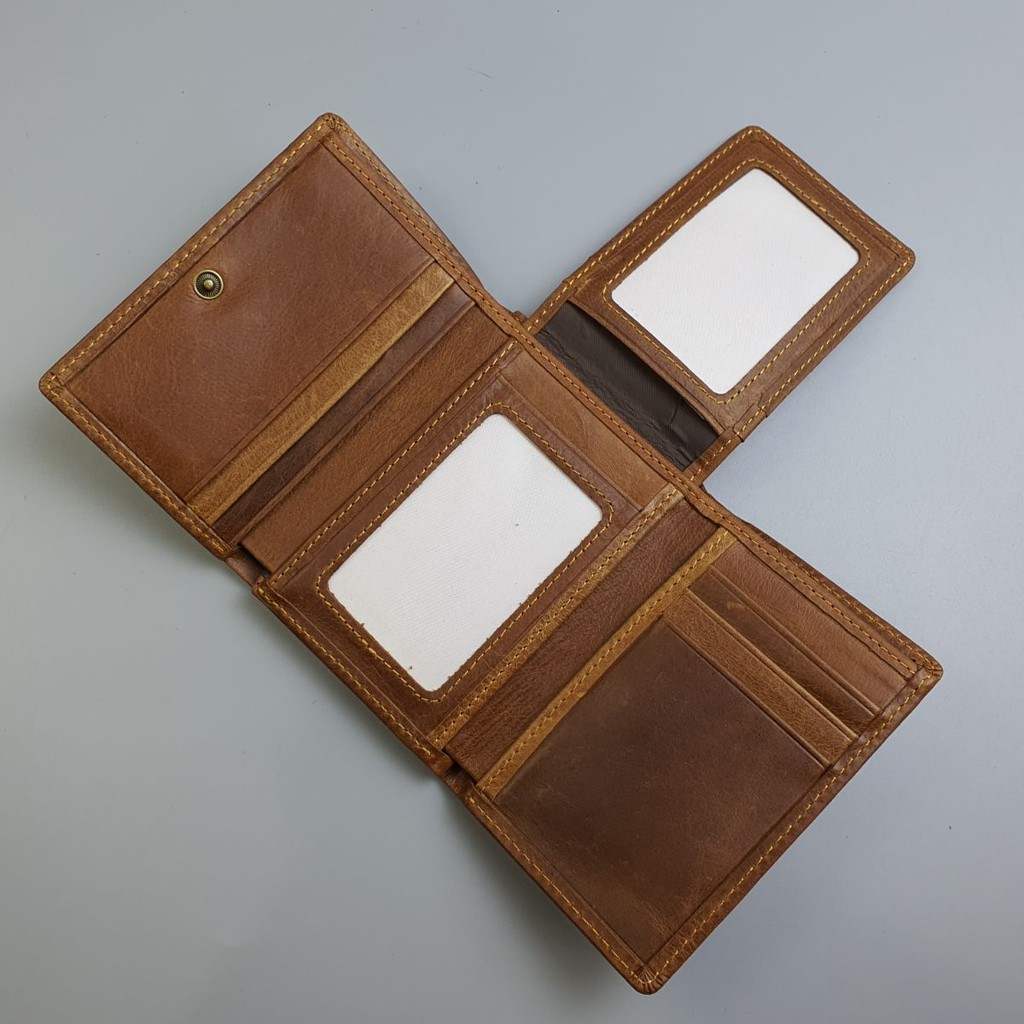 Ví nam da bò thật gập 3 WS102VB  - 100% da bò thật, BH 3 năm