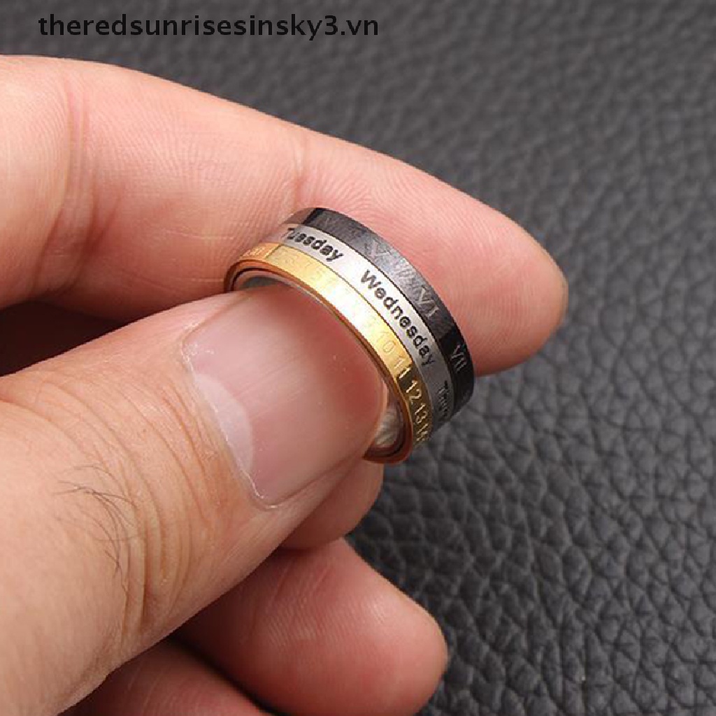 * * Thời Trang Mới * * Nhẫn Đeo Tay Có Thể Xoay Hiển Thị Ngày Tháng Tuổi Của Nam Giới
