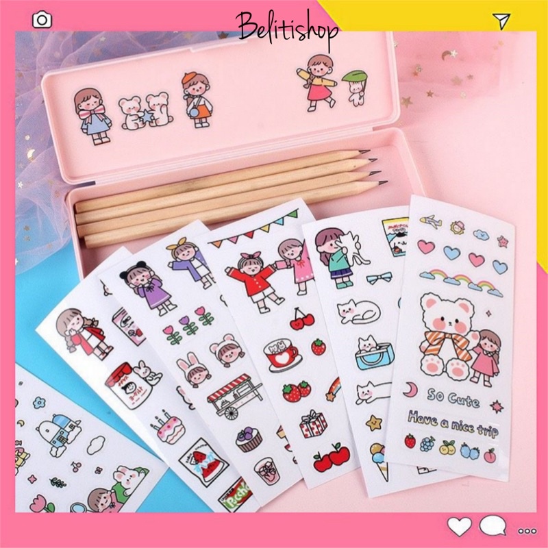 Sticker Dán Trang Trí Thủ Công Cho Điện Thoại/ Nhật Ký Hình Cô Bé Đáng Yêu - Văn Phòng Phẩm Sáng Tạo