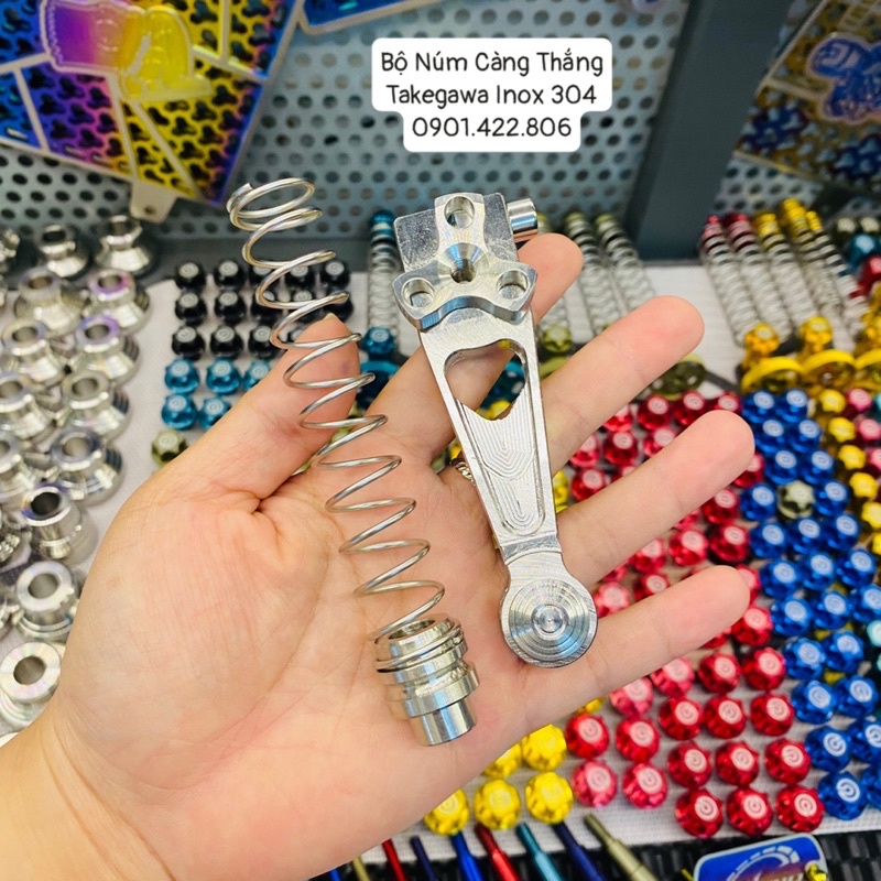 Bộ càng thắng inox 304 Takegawa Núm nhôm màu kèm lo xo đũa thắng