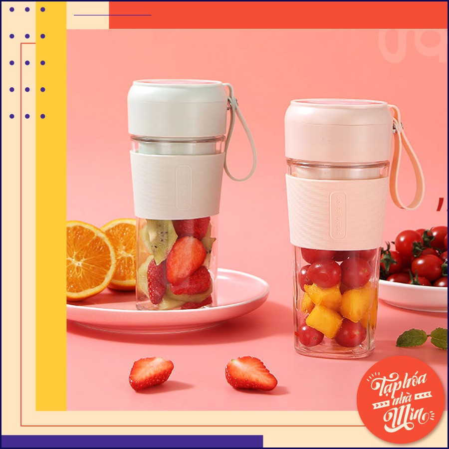 Máy xay sinh tố mini cầm tay PORTABLE JUICE CUP- 4 lưỡi dao sắc bén công suất 50W, Pin 3000 mAh