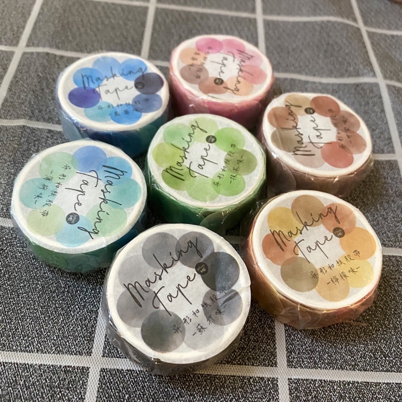 Keo dán washi tape hình tròn màu sắc đáng yêu