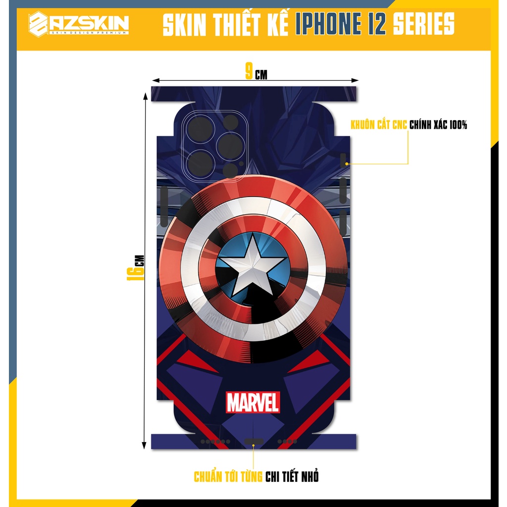Dán Skin Marvel IPhone 14/14 Pro/Plus/14 pro Max |SK_IPDA06| Film Cao Cấp Chống Va Đập, Chông Xước, Dán Full Lưng Viền