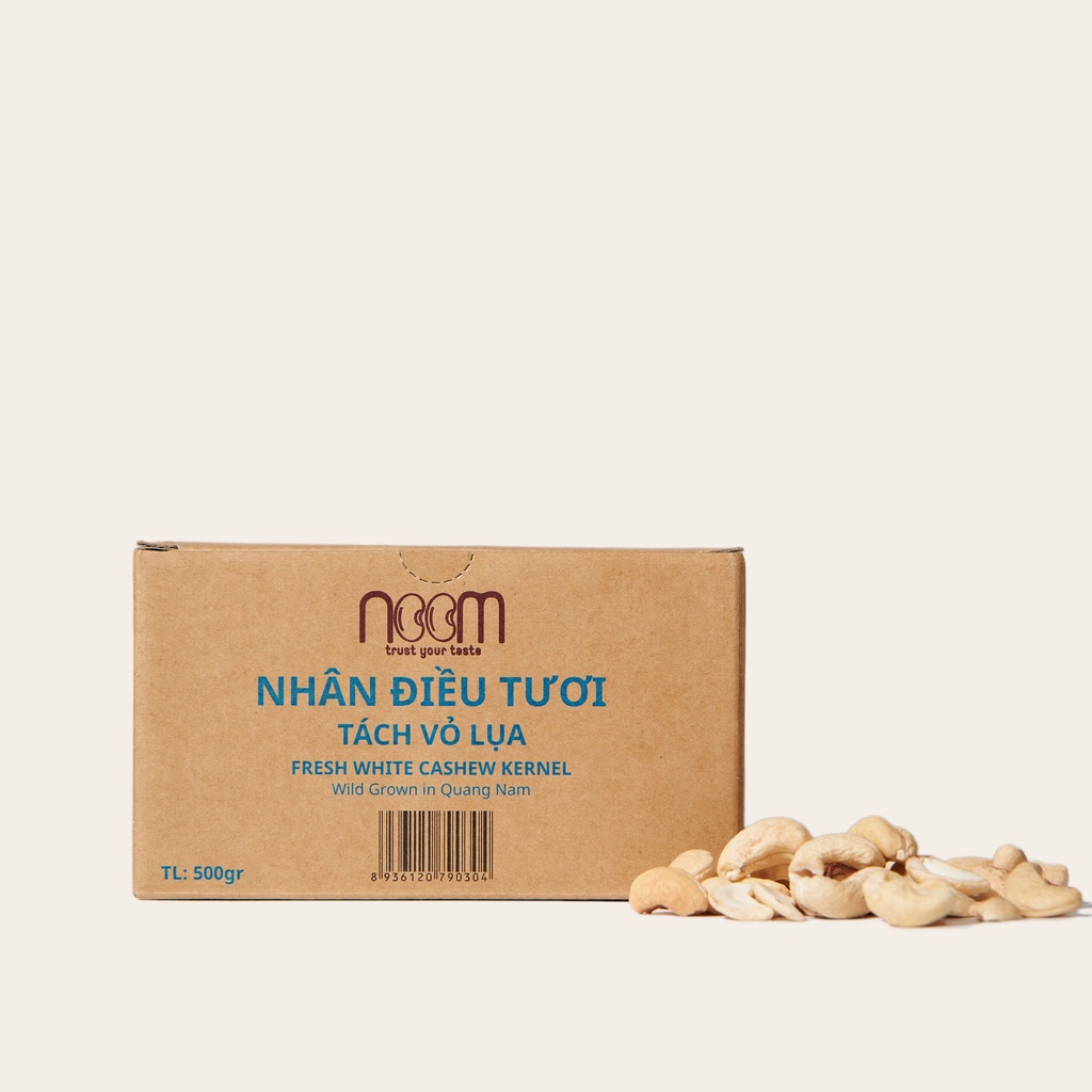 Hạt Điều Tươi Tách Vỏ Lụa chính hãng Noom chuẩn Organic loại 500g/300gr