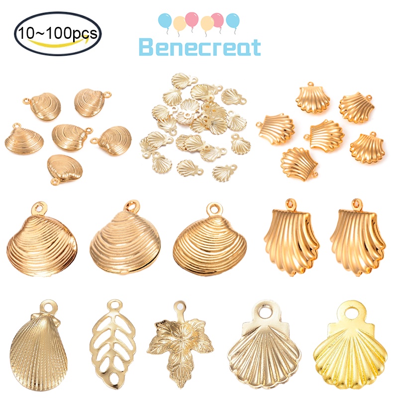 Bộ 10 Hoặc 100 Mặt Dây Chuyền Hình Vỏ Sò Bằng Thép Không Gỉ 304